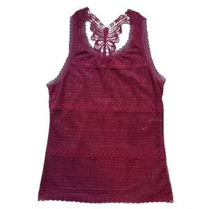 COPY - ROMEO & JULIET COUTURE  Butterfly Racer Back Stretch Lace Tank Top Red W…
